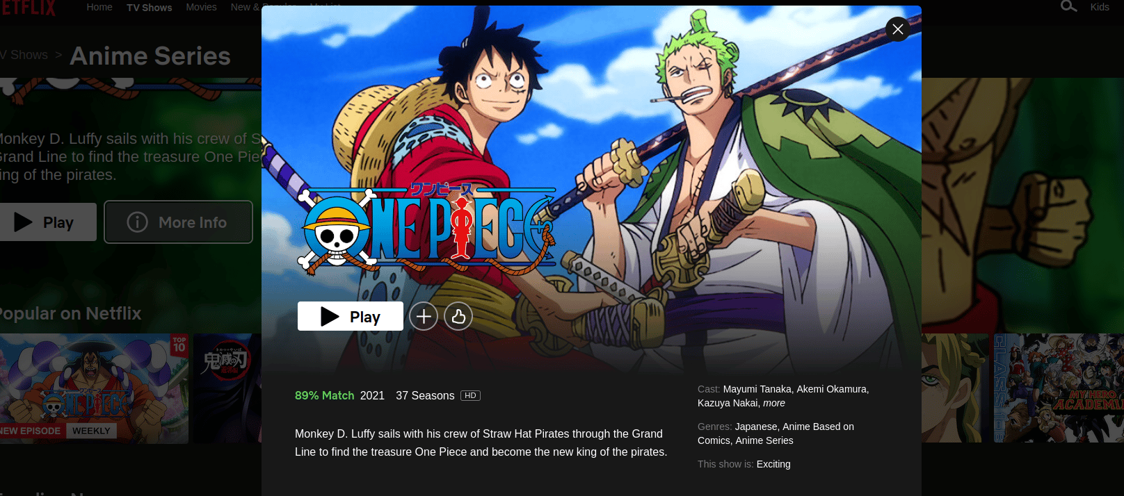 Como assistir One Piece temporada 1-37 na Netflix?